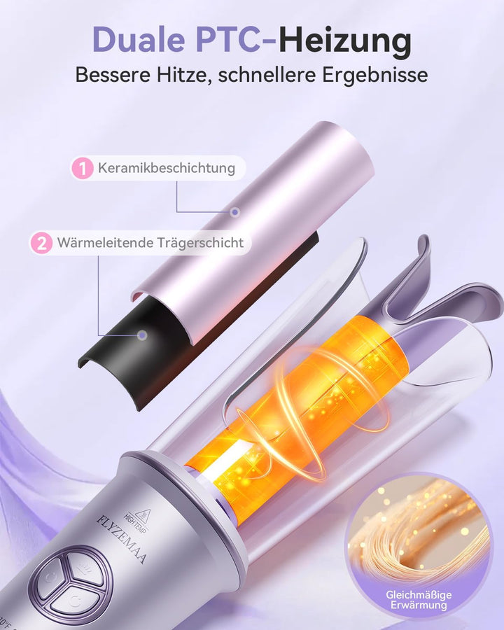 Lockenstab Automatisch 25mm, Lockenstab Grosse Locken und Beach Waves mit 4 Temperaturstufen, Negati