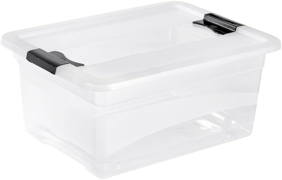 keeeper Aufbewahrungsbox mit Deckel und Schiebeverschluss, 39,5 x 29,5 x 17,5 cm, 12 l, Cornelia, Tr