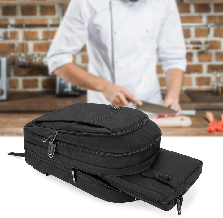 samdew 3 lagiger Koch Rucksack mit Messer Tasche, Koch Messer Set Tasche Rucksack mit 12 + 23 Slots