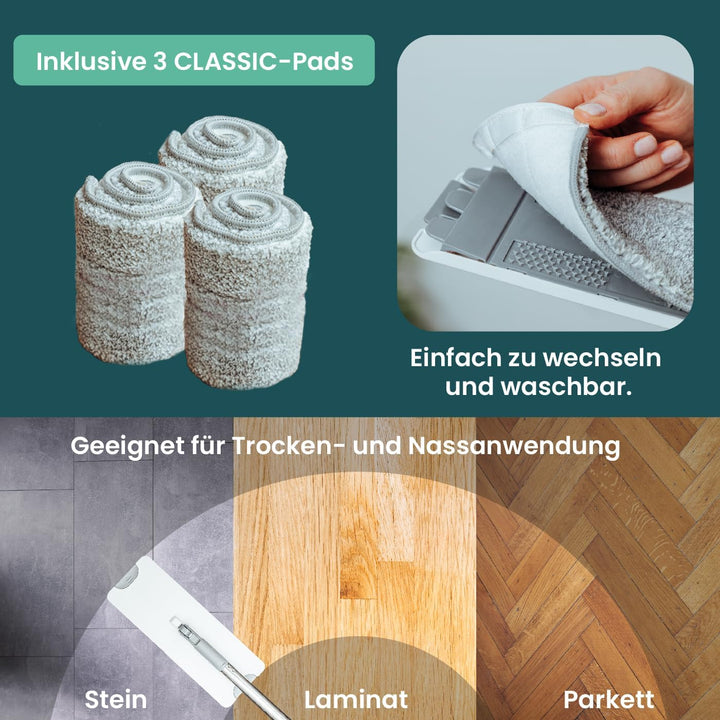 WONDERHOME - Bodenwischer Set mit Eimer - trennt Schmutz - von Frischwasser - innovatives 3 Kammer W