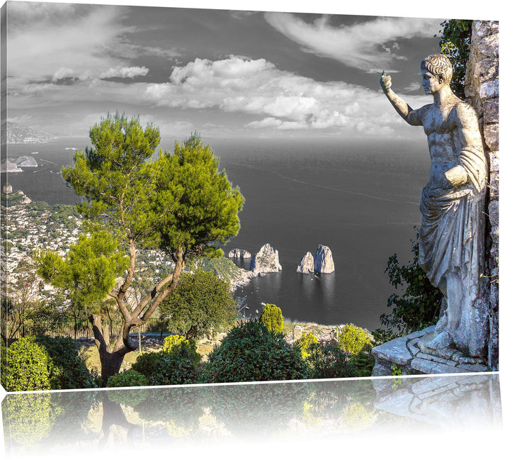 Pixxprint Insel Capri in Italien B&W Detail, Format: 100x70 auf Leinwand, 100x70