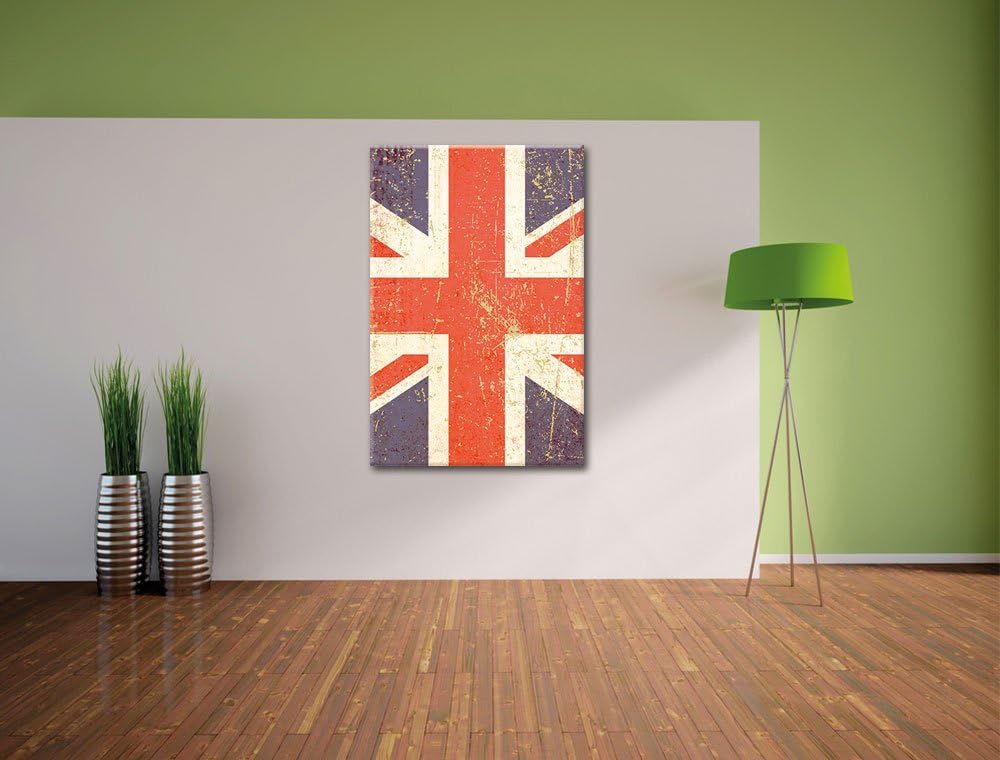 Pixxprint Union Jack, Format: 100x70 auf Leinwand, XXL riesige Bilder fertig gerahmt mit Keilrahmen,