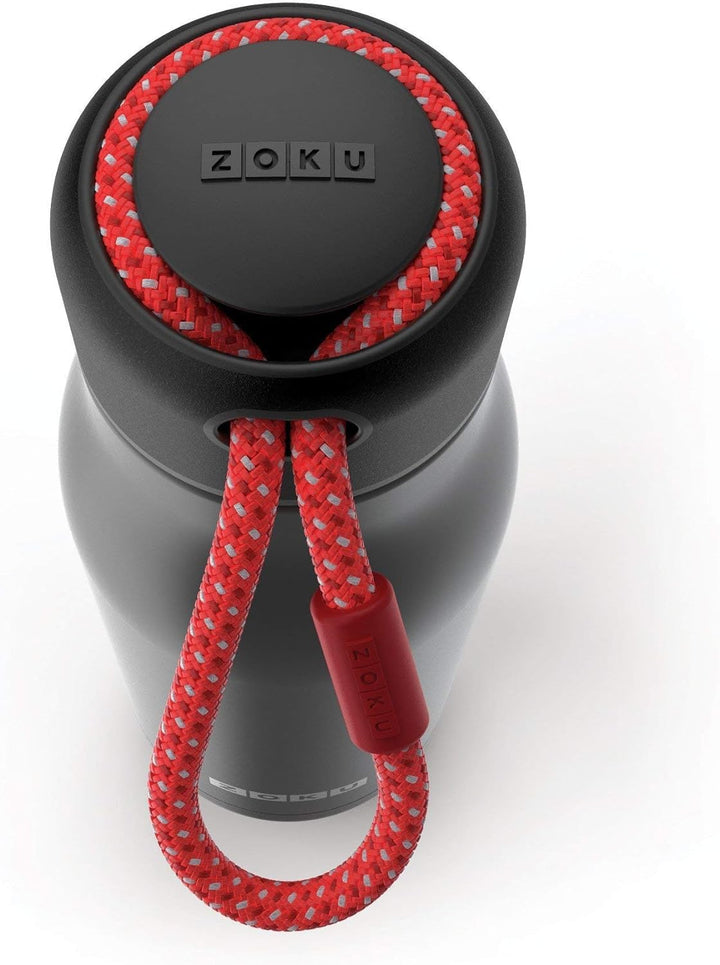 Zoku Trinkflasche 350 ml, Edelstahl, Schwarz, 6.7 x 6.7 x 21 cm, 1 Einheiten, Schwarz