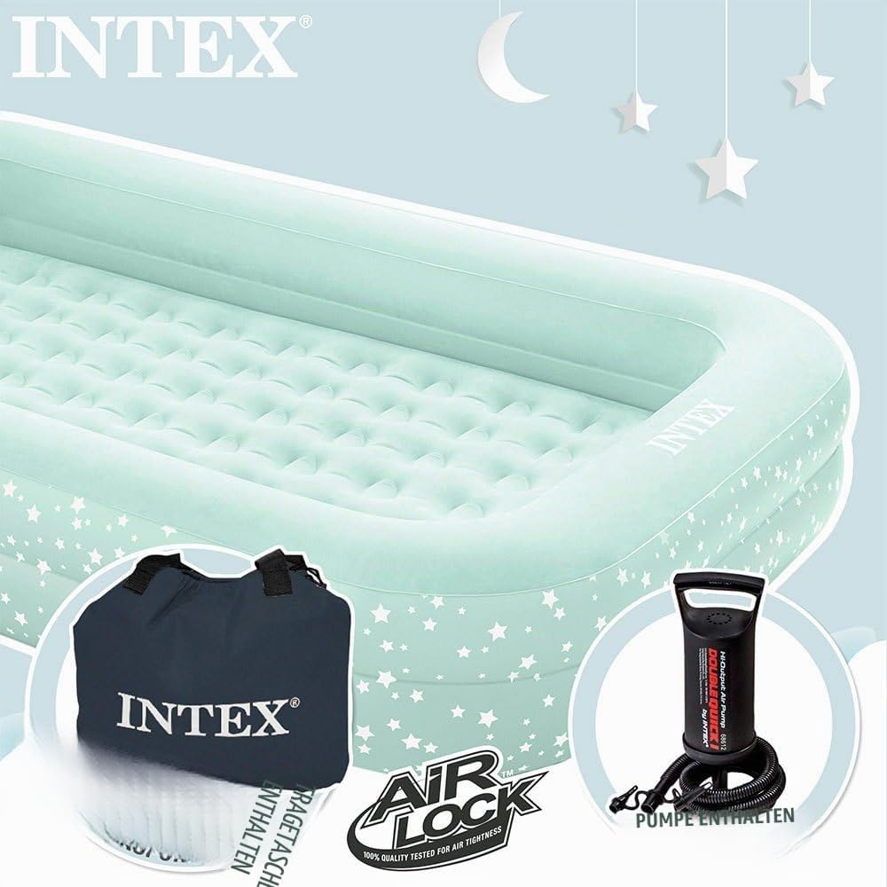 Intex, Kinderreisebett, aufblasbare Matratze, Luftbett mit Pumpe, Minzgrün, 3-6 Jahre