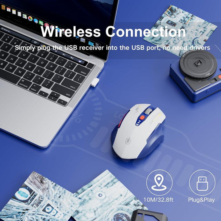 Uineer kabellose Maus, [Verbessert] Mit visueller Batterieanzeige, 2.4G USB Ergonomische Maus kabell