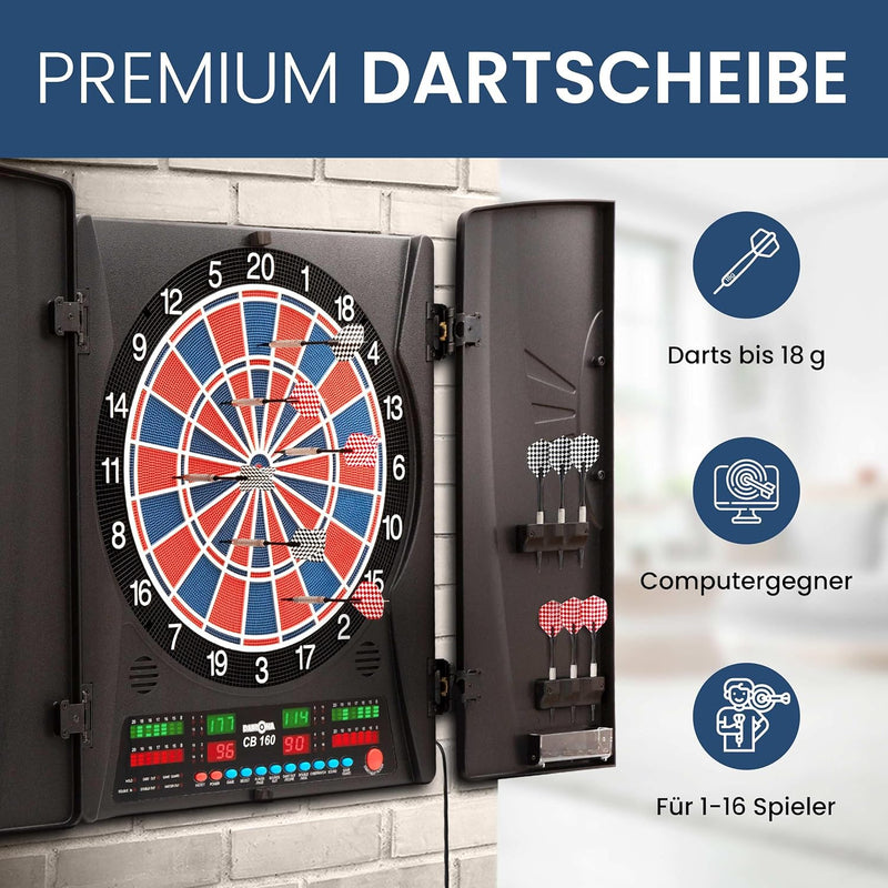 Elektronische Dartscheibe Dartona CB160 Cabinett | Offizielle Turniergrösse | Dartscheibe elektronis