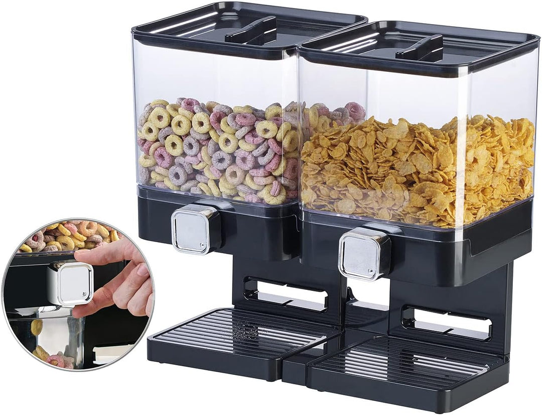 Rosenstein & Söhne Müslispender: Doppel-Spender für Cerealien & Snacks, 33,5 x 30,5 x 16,5 cm, schwa