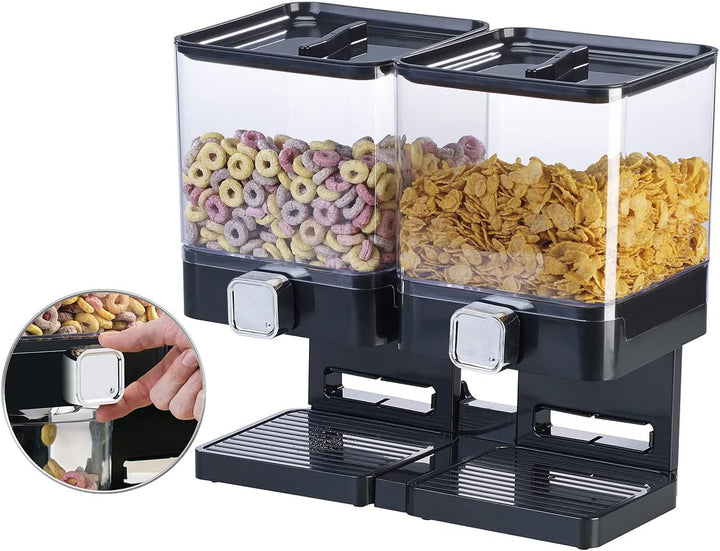 Rosenstein & Söhne Müslispender: Doppel-Spender für Cerealien & Snacks, 33,5 x 30,5 x 16,5 cm, schwa