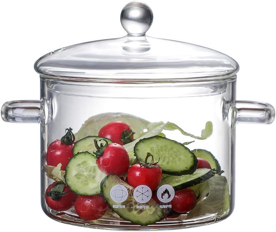 1.5L/50oz Glas Topf Glastopf zum Kochen, Schmorpfanne, Hochtemperaturbeständiger Transparenter Glas