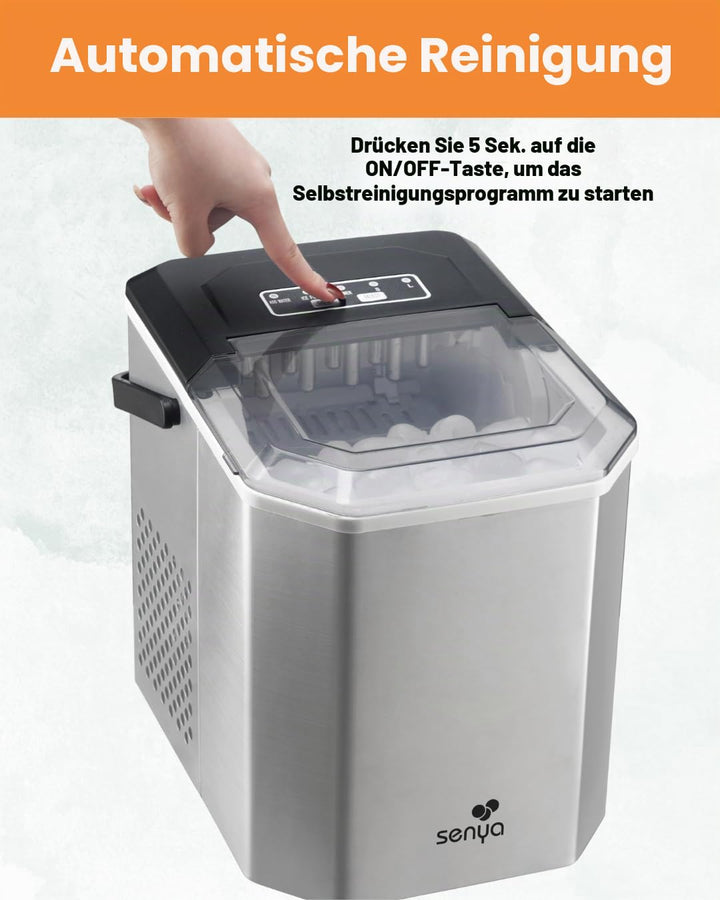 SENYA Eiswürfelmaschine, 2 Eiswürfelgrössen, bis zu 12 kg in 24 Stunden, Tank 1,3 l – LED-Display –
