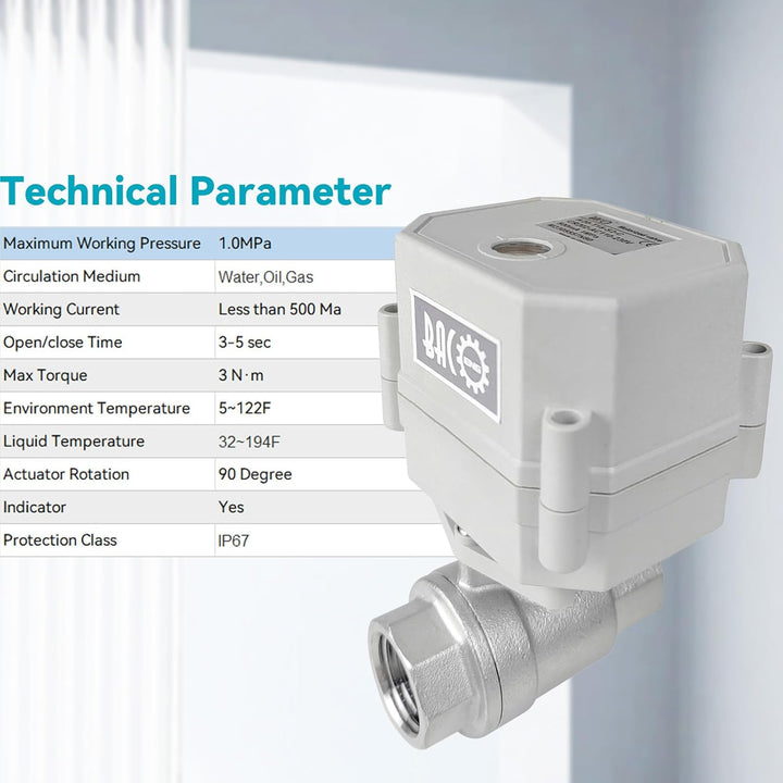 BACOENG AC110/230V 2 Wege 1/2" Edelstahl Motorkugelhahn Elektrische Zonenventil mit Stecker NC 1/2"