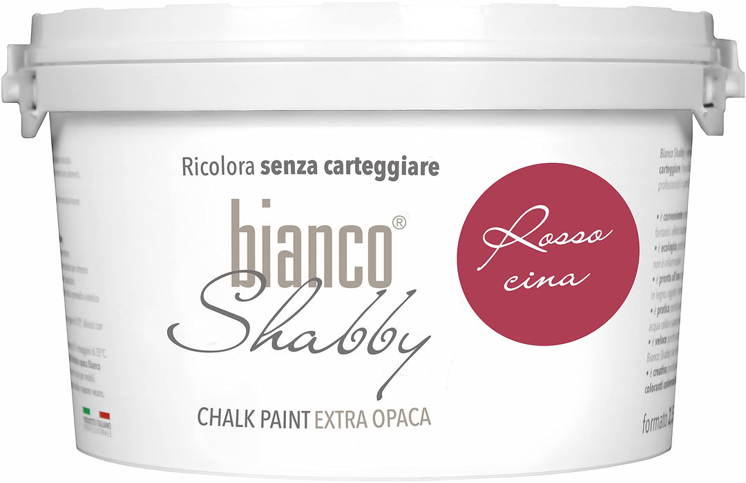 bianco Shabby® Rosso Cina Kreidefarbe Wasserbasis für Alle Oberflächen einfach zu verarbeiten ohne s