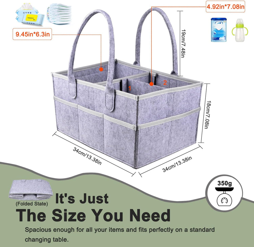 IDOMISMR Wickeltisch Organizer,Windelorganizer Baby Windelcaddy Filztasche tragbar mit verstellbaren