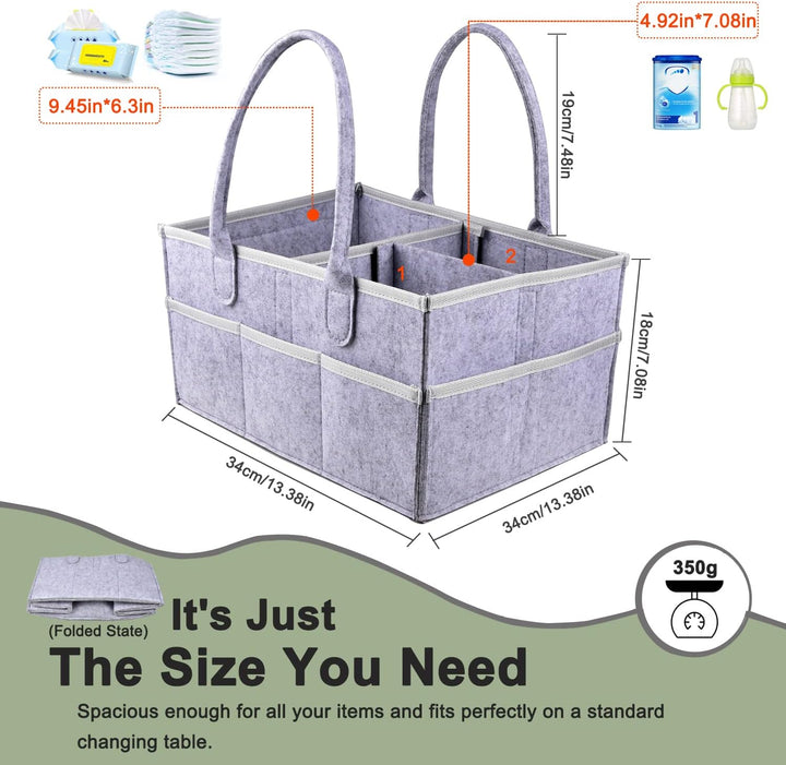 IDOMISMR Wickeltisch Organizer,Windelorganizer Baby Windelcaddy Filztasche tragbar mit verstellbaren