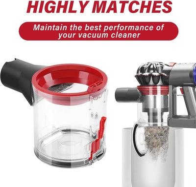 Transparenter Staubsammeltopf für Dyson V7/V8 Staubbehälter - Hochwertiges Zubehör für Dyson Staubsa