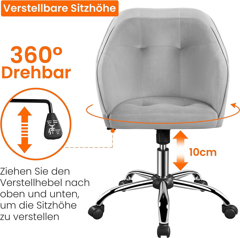 Yaheetech Bürostuhl Ergonomischer Schreibtischstuhl Drehstuhl Höhenverstellbar Computerstuhl mit Rol