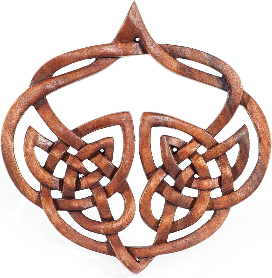 Windalf Irisches Celtic Wandbild INALA 23 cm Keltische Herz Wandrelief Holzbild Geschnitztes Ornamen