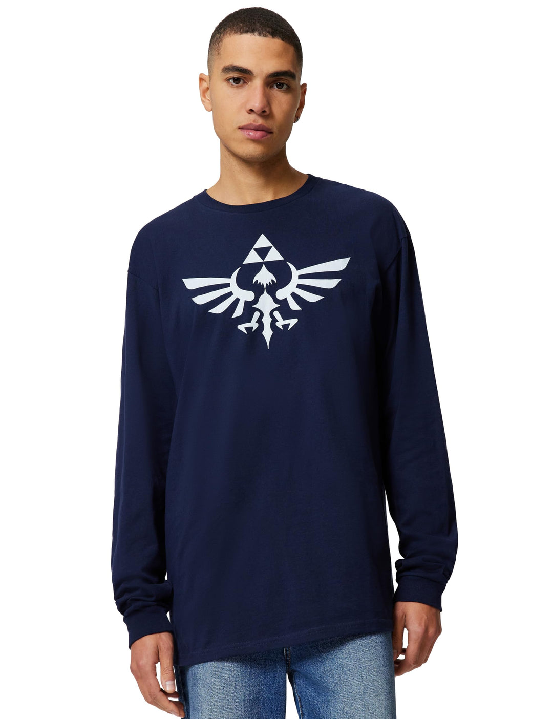 Nintendo Unisex Triumphant Triforce Shirt The Legend of Zelda Hemd L Blau/Langärmlig., L Blau/Langär