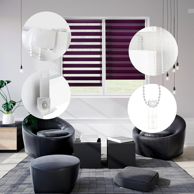 Blindecor - Indus doppelrollo klemmfix ohne bohren - duo rollo klemmfix Violett - 130 x 180 cm (Brei
