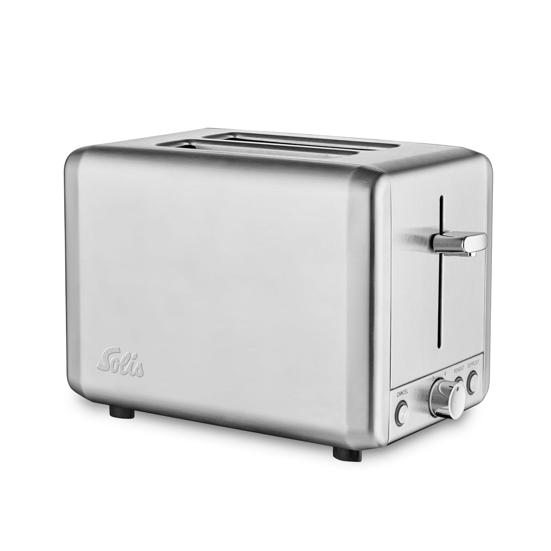 Solis Edelstahl-Toaster mit 2 extra grossen Schlitzen, Krümelschublade, 925 Watt, Toaster Steel (Typ