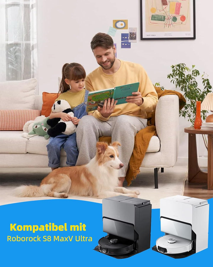 4 Stück Hauptbürste Zubehör für Roborock S8 Maxv Ultra, 2 Hauptbürste 1 Hauptbürstenabdeckung 1 Klei