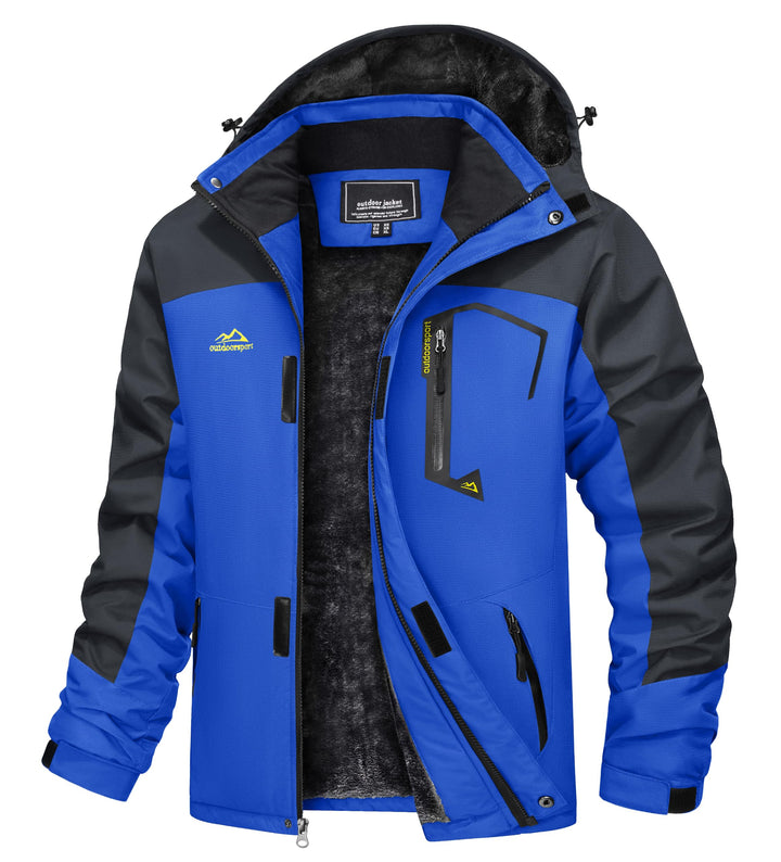 TACVASEN Herren Winter Wasserdichte Winddichte Winterjacke Warme Fleece-Futter Ski Regenmantel mit K