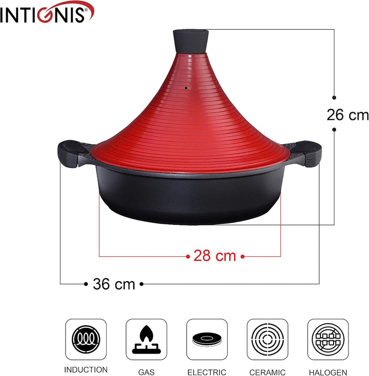 Marokkanischer Tajine-Kochtopf | Induktion | Selbstbefüllender Deckel 28 cm grosses Metall | Super N