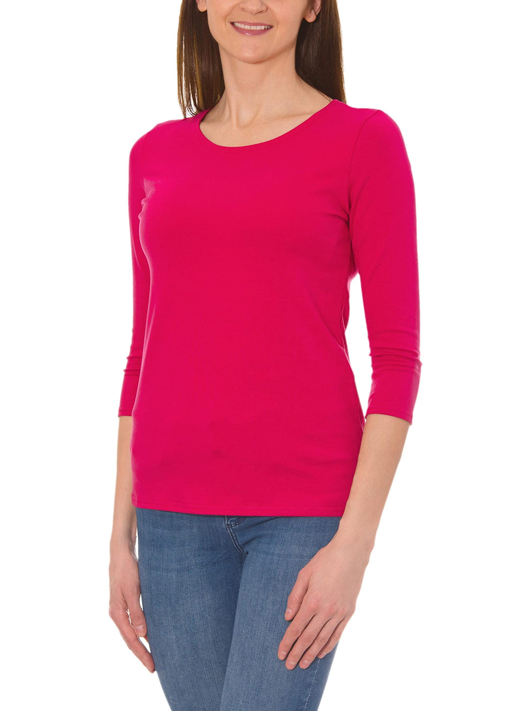 Damen Shirt 3/4 Arm mit Rundhals M Amarant, M Amarant