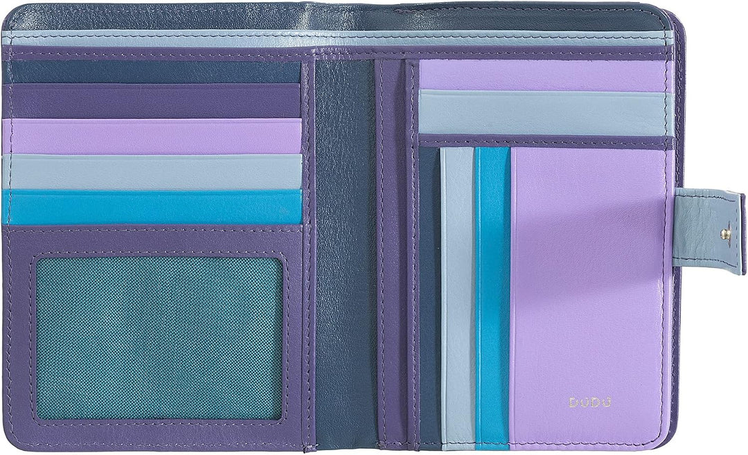 DUDU Mehrfarbiges Damenportemonnaie RFID in Leder Mauve, Mauve