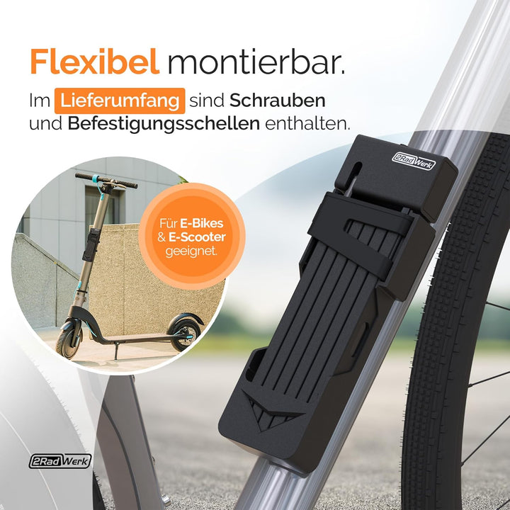 2Radwerk Fahrradschloss Secure Fold - ART zertifiziertes Faltschloss I Fahrrad Schloss, Faltschlösse