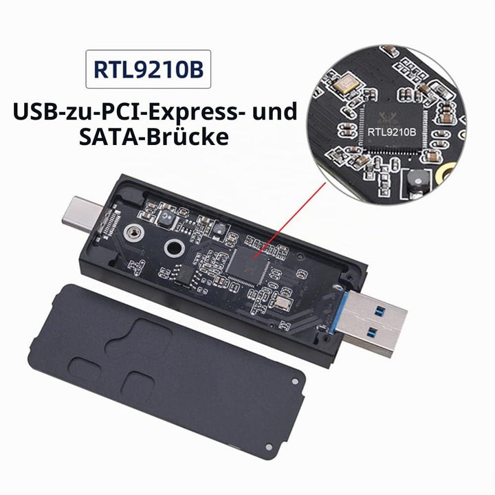 Cablecc Combo Typ-C & USB 3.0 zu NVME M-Key M.2 NGFF SATA SSD PCBA Gehäuse 2230/2242mm Adapter RTL92
