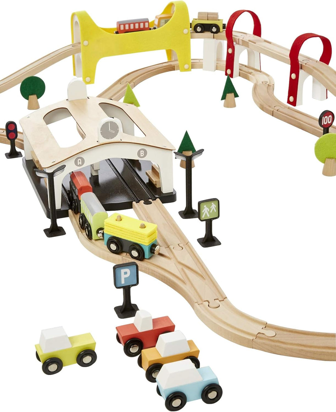 Vertbaudet Kinder Holzeisenbahn, 66 Teile Mehrfarbig ONE Size