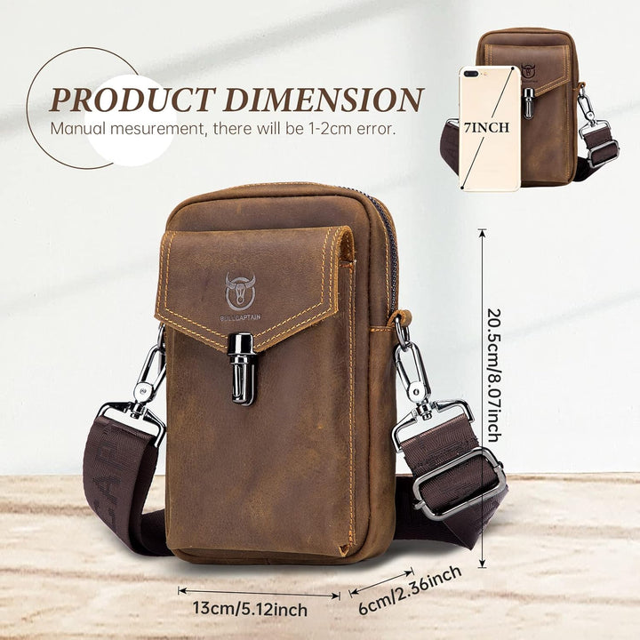 BAIGIO Handytasche Leder Vintage Gürteltasche Herren Hüfttasche Klein Schultertasche Umhängetasche R
