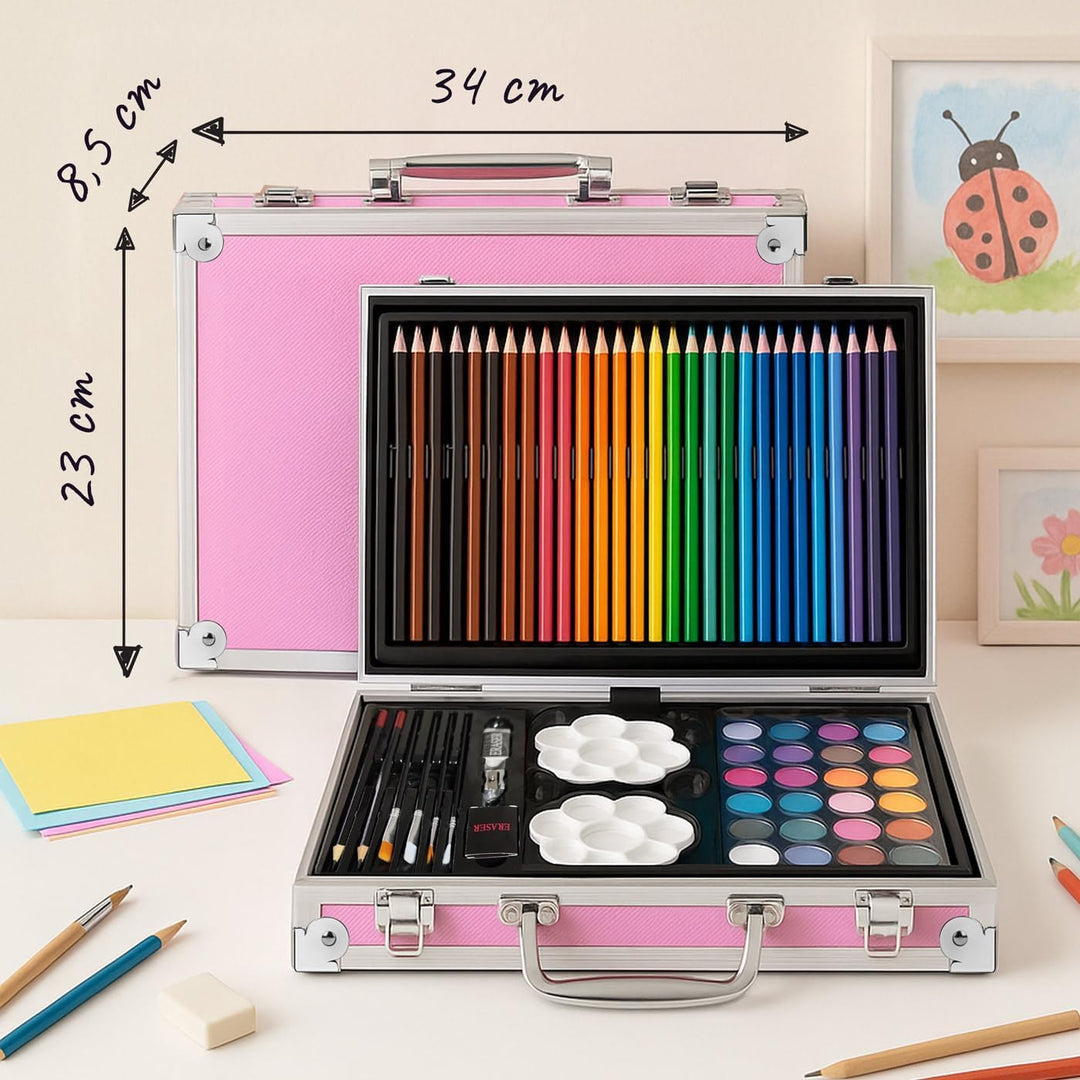 Maverton personalisiertes Kunstset für Kinder - 118-teilig Malkoffer - Buntstifte Koffer Set - Gesch