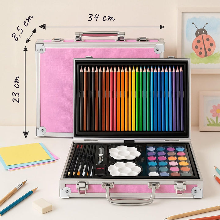 Maverton personalisiertes Kunstset für Kinder - 118-teilig Malkoffer - Buntstifte Koffer Set - Gesch