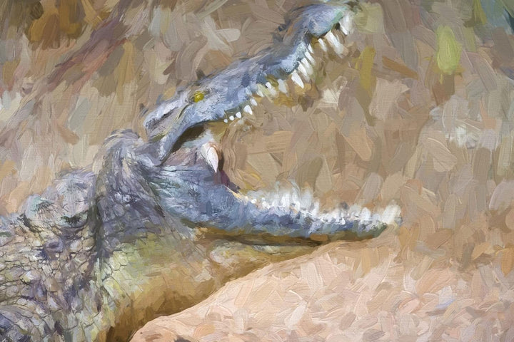 Pixxprint Glasbild | Wandbild aus Echtglas | gewaltiges Krokodil | 80x60 cm | inkl. Aufhängung und A