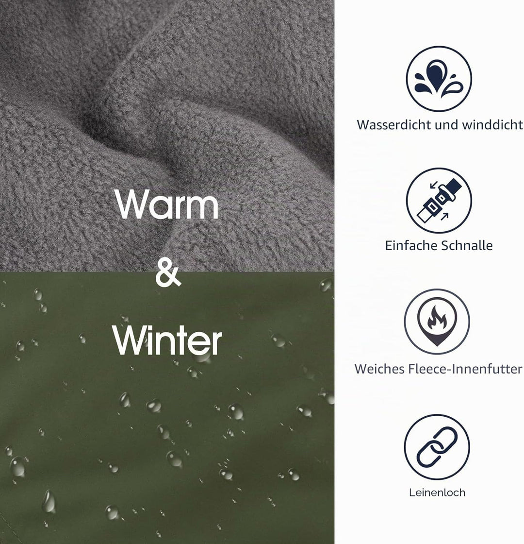 IECOii Hundemantel Winter,Warme Fleece Rollkragen Hundejacke,Wasserdicht Winterjacken Wintermäntel f