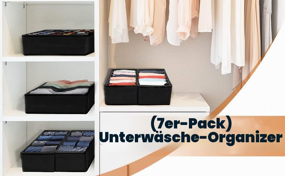 7 Stück Aufbewahrungsboxen,Schublade Organizer Ordnungssystem für Kleiderschrank, für BHS, Unterwäsc