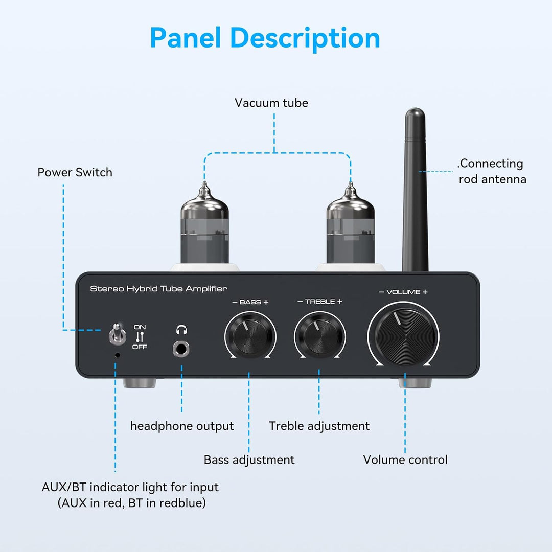 VEDINDUST Phono Vorverstärker Plattenspieler Röhrenverstärker Unterstützt 3 Lautsprecher HiFi Verstä