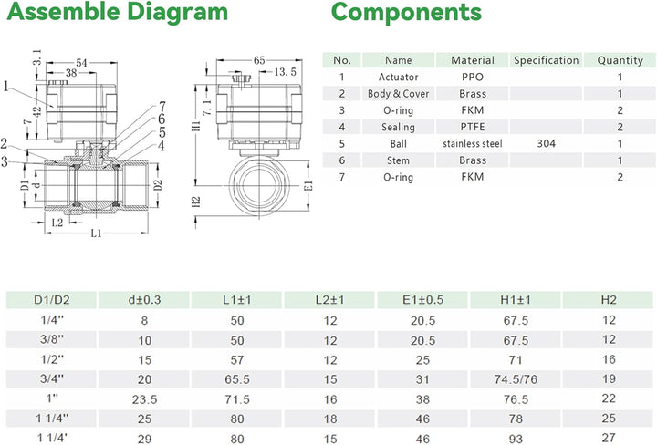 BACOENG AC110-230V 2 Wege 1" Messing Motorkugelhahn Zonenventil CR202C 2 Drähte Elektrische Kugelven