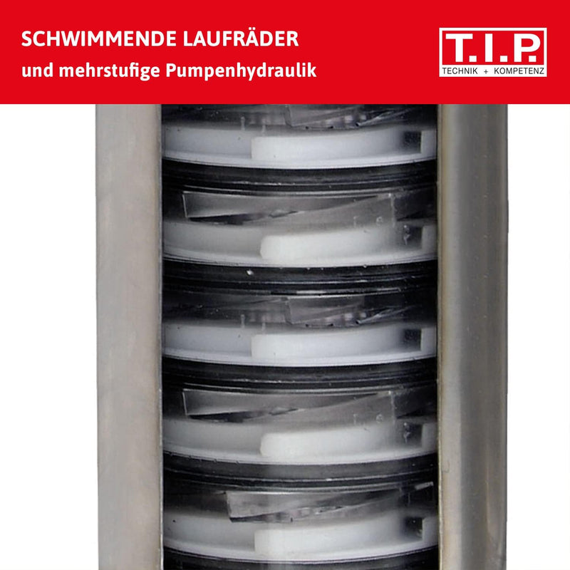 T.I.P. Brunnenpumpe Tiefbrunnenpumpe Edelstahl AJ 4 Plus 55/50 (Förderhöhe max. 50 m / Druck max. 5,