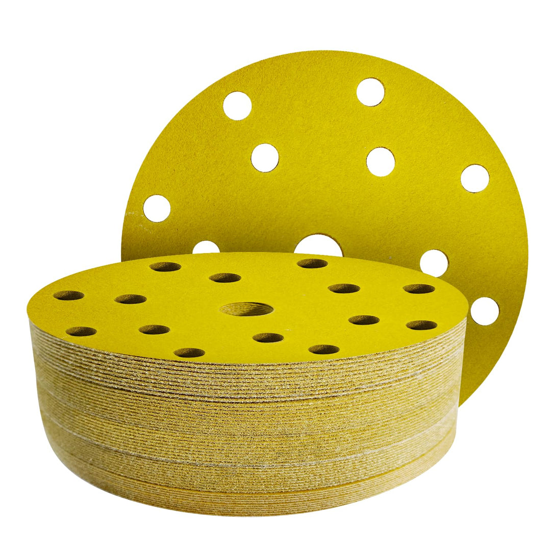 GZKTY 50 Stück Schleifpapier 150mm Rund Klett - Profi Körnung 180 Schleifscheiben -15 Loch für Exzen