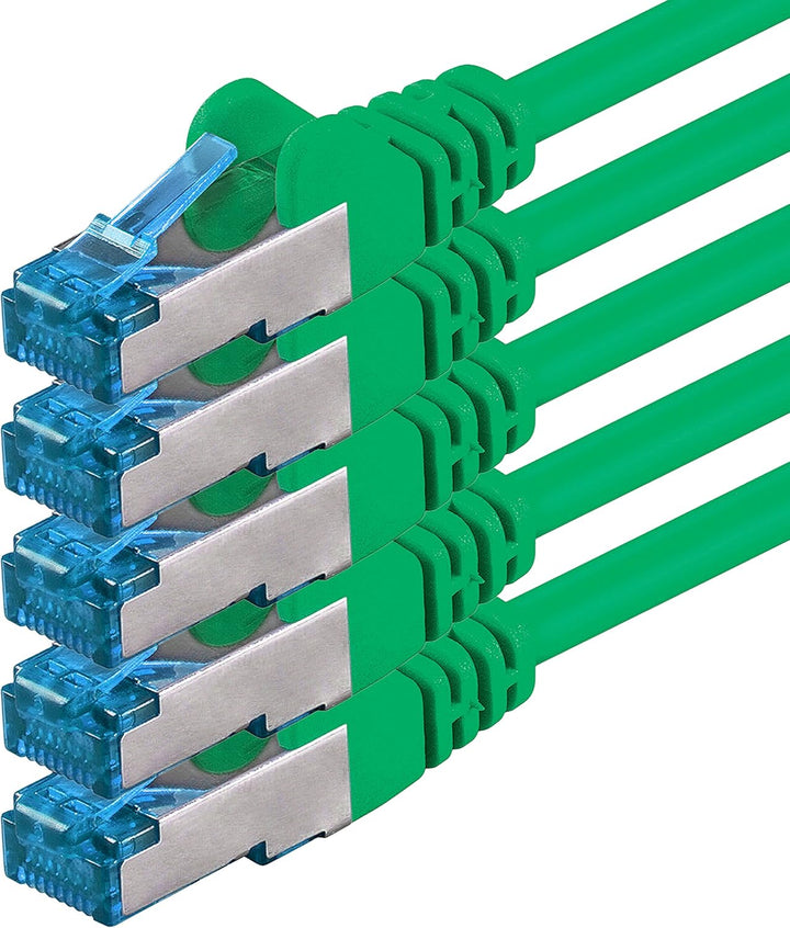 1aTTack.de 3 Meter - CAT6a - Netzwerkkabel grün - 5 Stück CAT 6 A Patchkabel 10000 Mbit s SFTP PIMF