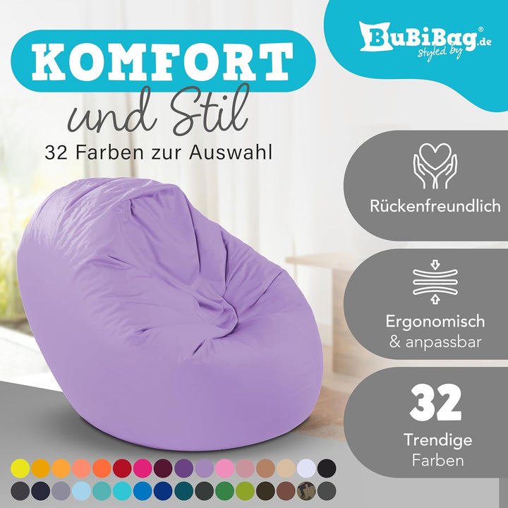 BuBiBag 2in1 Sitzsack L - XXL mit Füllung für Kinder & Erwachsene, Gaming Beanbag & Bodenkissen für