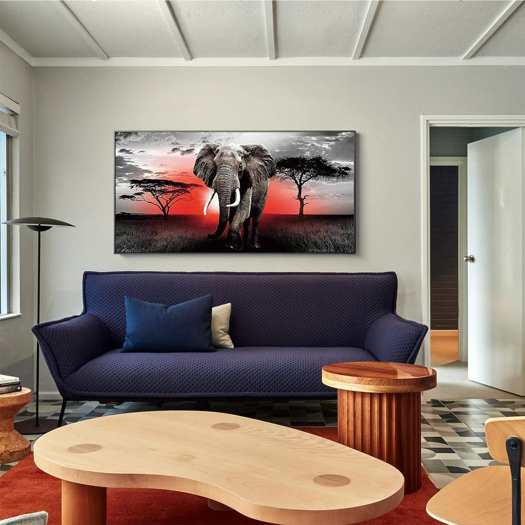 DCIDBEI 110 x 50 cm 5D Runde Diamond Painting Grosses Format Landschaft Afrika Malen nach Zahlen Tie