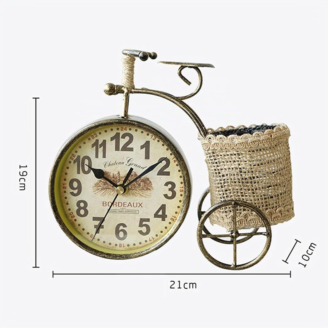 SWHONG Moderner Stifthalter Fahrraddesign Desktop Metallwanduhr Leicht zu lesen