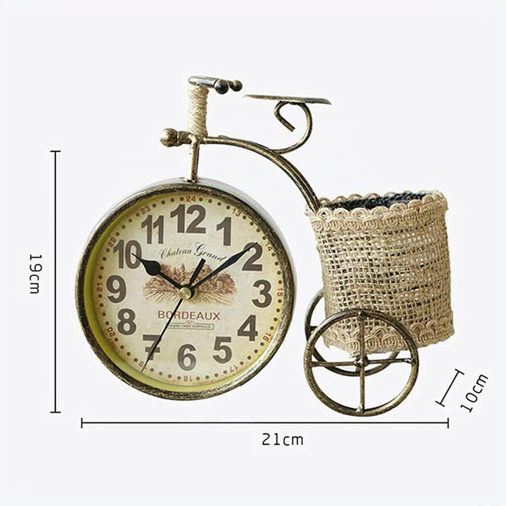 SWHONG Moderner Stifthalter Fahrraddesign Desktop Metallwanduhr Leicht zu lesen