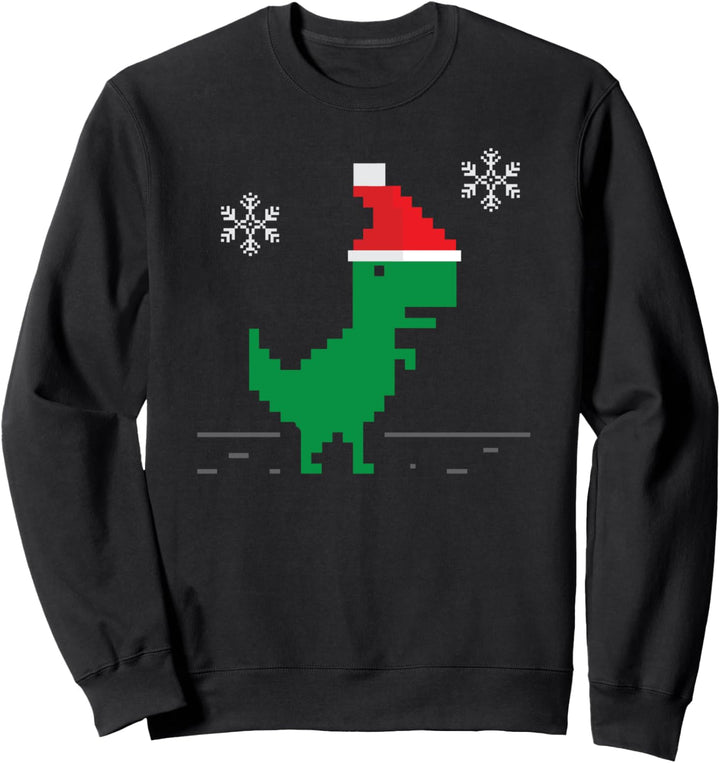 Lustiges Retro Gaming 8 Bit Spiel Weihnachten T Rex Dinosaurier Gamer Sweatshirt