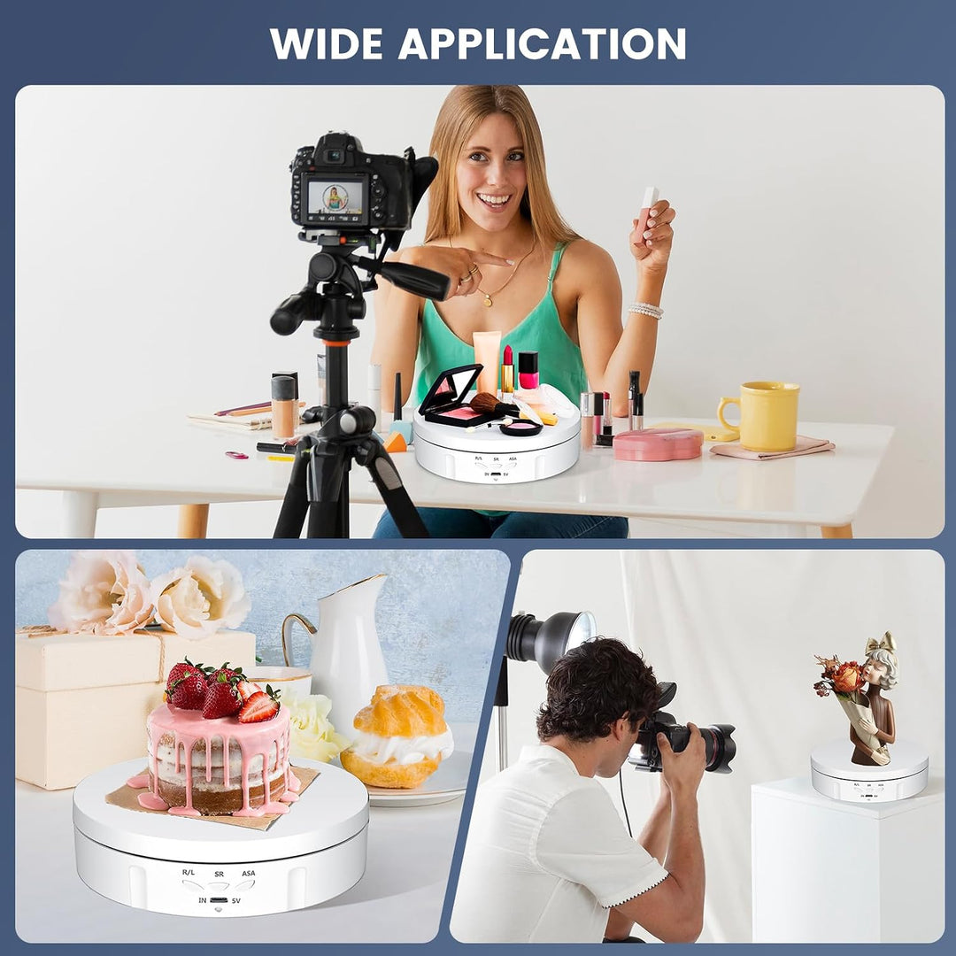 Elektrischer Drehteller, Couleeur 360° Richtung &amp; Geschwindigkeit Einstellbar Mini Drehbarer Drehtel