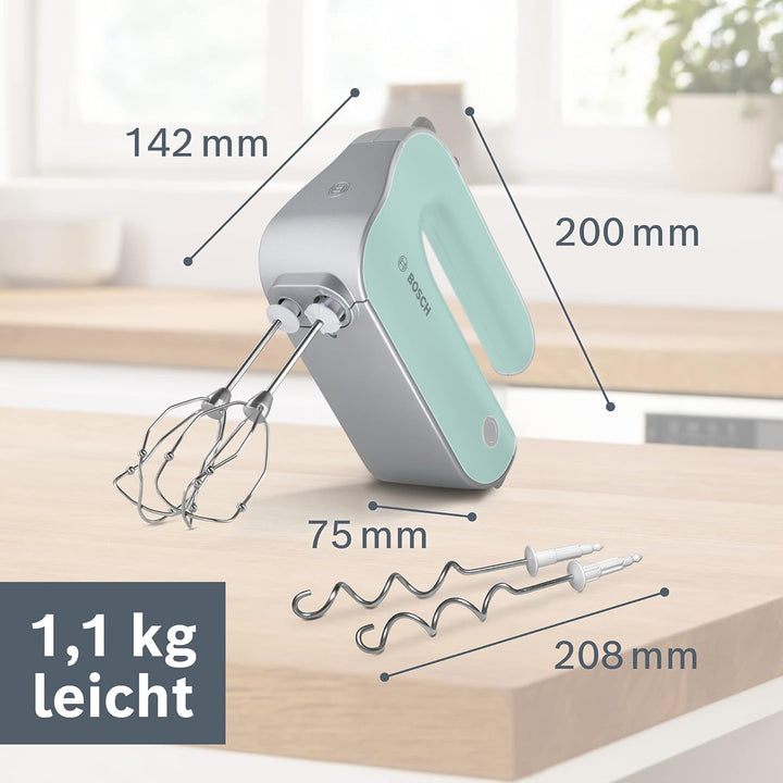 Bosch Handrührer Styline MFQ40302, 2 Rührbesen, 2 Edelstahl-Knethaken, spülmaschinengeeignet, 5 Stuf